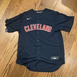 Nike Cleveland Guardians Full Button Navy Baseball Jersey Men's Size Large